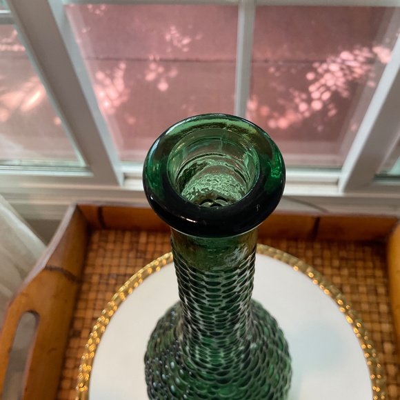 VTG MCM Empoli Green 15” Hobnail Bubble Glass Vase Genie Bottle - Picture 2 of 5